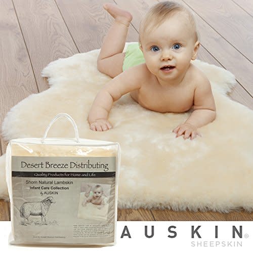 Desert Breeze Distributing Natural Sheepskin Baby Care Rug, Soft Dense Shorn Wool, Premium Quality, Specially Tanned and Sanitized, size XL 37 inches and up