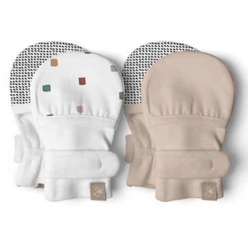 Goumi Stay On 2-Pack Mitts - City Blocks + Sandstone 0-3M