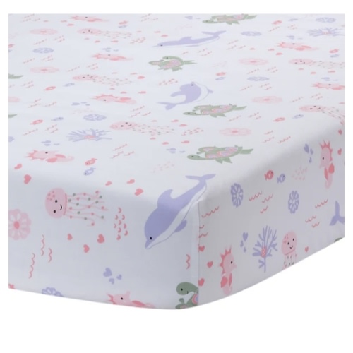 Sea Dreams Soft White 100% Cotton Nautical Ocean Fitted Crib Sheet – Lambs & Ivy