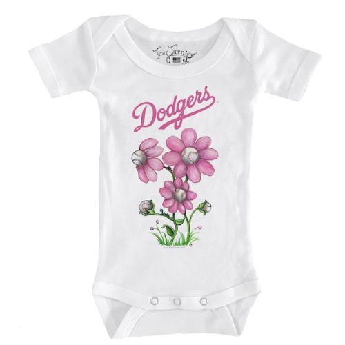 Infant Los Angeles Dodgers Tiny Turnip White Blooming Baseballs Bodysuit | 6 Months
