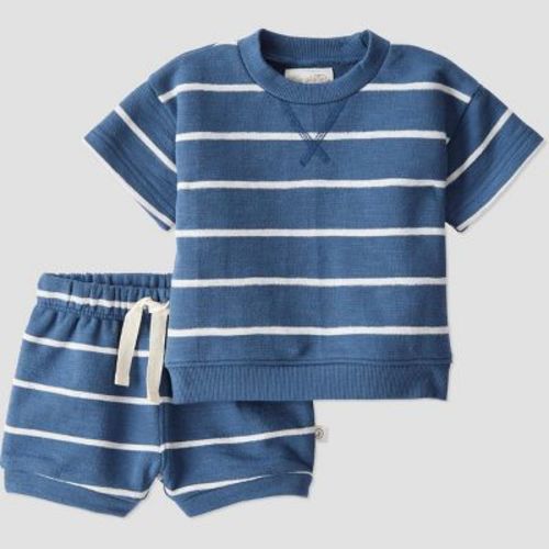 Little Planet by Carter's Organic Baby Knit Coordinate Set - Newborn: Stripe Pullover Sweater & Shorts