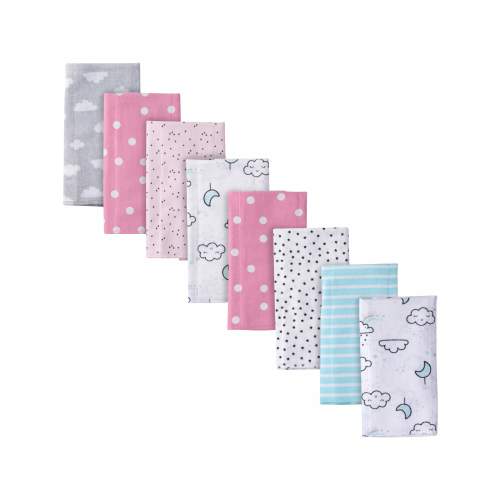 Gerber 100% Cotton Newborn Infant Baby Girls' Flannel Burp Cloths, 4-Pack