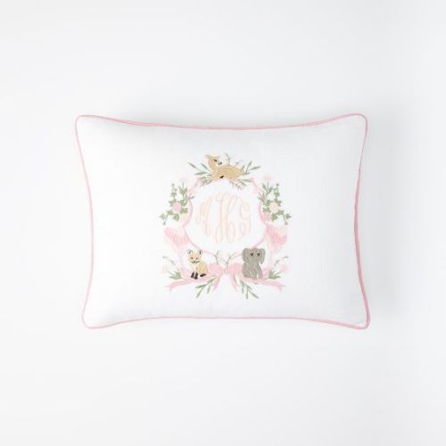 Bespoke Embroidered Animal Crest Baby Pillow Cover | Mark and Graham