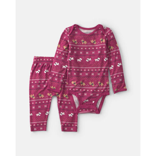 Baby 2-Piece Fair Isle PurelySoft™ Long-Sleeve Bodysuit & Pant Set - Burgundy | Carter's