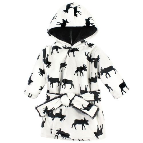 Hudson Baby Infant Boy Mink With Faux Fur Lining Pool And Beach Robe Cover-ups, Moose, 0-6 Months