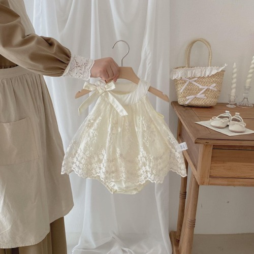 Baby Girl Embroidered Tulle Onesie