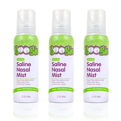 Boogie Baby Saline Nasal Spray Mist, Allergy Relief, Nasal Decongestant, FSA/HSA Eligible, Made with Natural Saline, Unscented, 3.1 Ounce (Pack of 3)