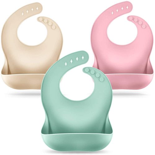 Silicone Bibs for Babies &Toddler, Waterproof PBA-Free Easy Clean Feeding Bibs (6-72months)