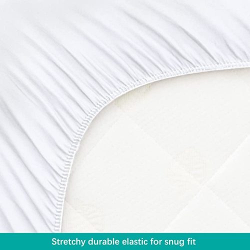 Bassinet Mattress Pad Cover, Waterproof, Ultra Soft Viscose Made from Bamboo Terry Surface, Universal Fit for Hourglass/Oval Bassinet Mattress, 2 Pack, Washer & Dryer, No Loosen and Pre-Shrinked - White - Bassinet 2 Pack