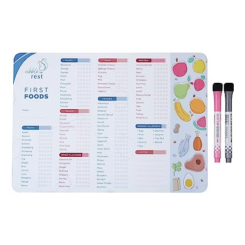 Nibble and Rest Baby's First Foods Tracker Fridge Magnet, Dry Erase Activity Poster, Daily Food Log, 101 Before One, Baby Food Chart/Checklist 25x35cm