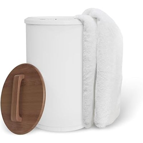 SAMEAT Large Towel Warmer for Bathroom - Heated Towel Warmers Bucket, Wooden Lid, Auto Shut Off, Fits Up to Two 40"X70" Oversized Towels, Best Ideals