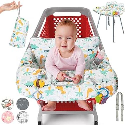 PILLANI Shopping Cart Cover for Baby, High Chair Cover for Restaurant Seat - Grocery Cart Cover for Baby Girl and Boy, Comfortable Cotton Buggy Covers for Babies - Padded Toddler Shopping Cart Cover