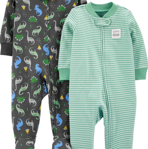 Simple Joys by Carter's baby-boys 2-way Zip Thermal Footed Sleep and Play, Pack of 2