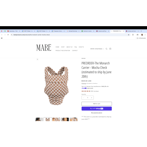 The Monarch Carrier - Mocha Check – Mabē