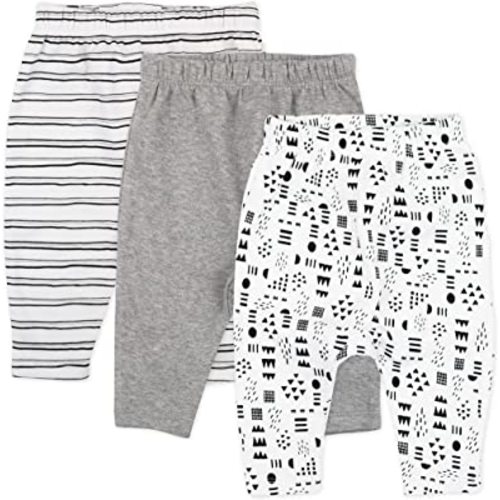 HonestBaby Multipack Harem Pants Roomy Fit Pull on Bottoms 100% Organic Cotton for Infant Baby Boys, Girls, Unisex