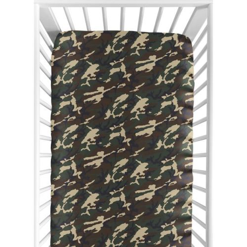 Sweet Jojo Designs Boy Baby Fitted Crib Sheet Camo Black Green and Tan