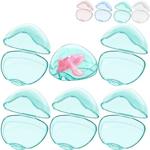 Smlpuame Pacifier Case,6 Pack BPA Free Pacifier Holder Case,Transparent Container Box for Baby Binky(Not Included),Essential Pacifier Accessories,Alway Keep Paci Clean,Easy to Clean(Green)