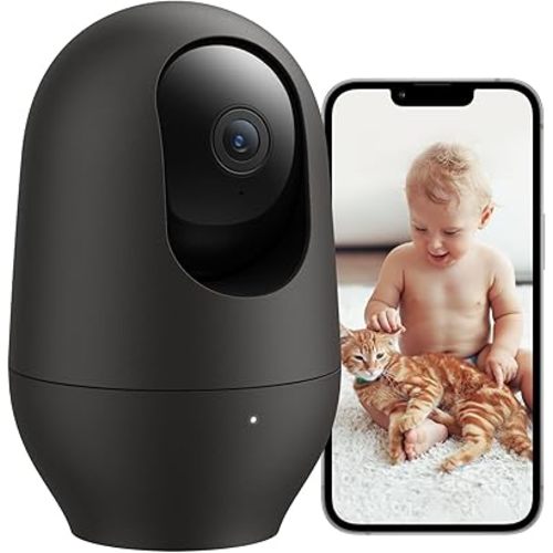 nooie Baby Monitor, Dog Camera with Phone App, 2K Cat Camera, 360 WiFi Indoor Camera for Home Security, AI Motion Tracking, Two-Way Audio, Compatible with Alexa, 2.4Ghz WiFi Only, SD or Cloud Storage