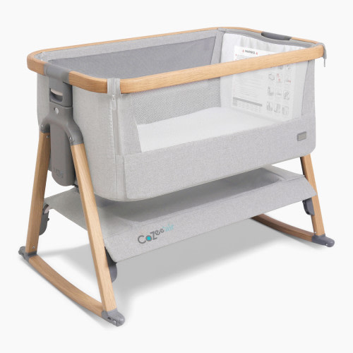 Tutti Bambini CoZee Air Bedside Crib - Oak/Sterling Silver