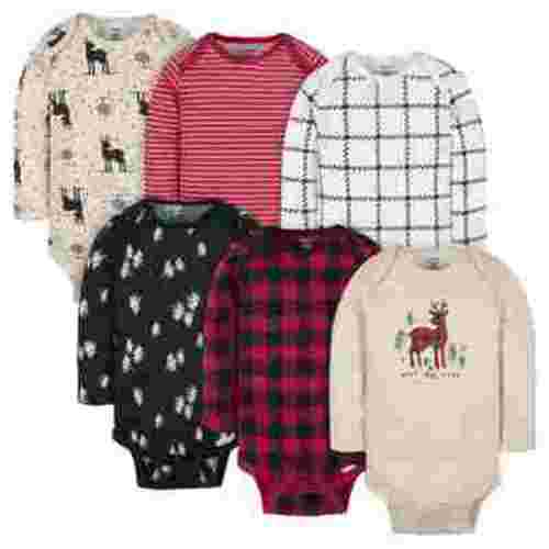 Gerber Baby Gender Neutral Long Sleeve Onesies Bodysuits, 6-Pack, Sizes Newborn - 12 Months