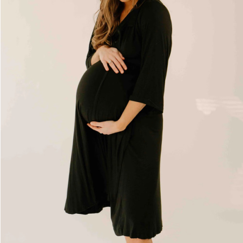 Lila Labor & Postpartum Gown in Black