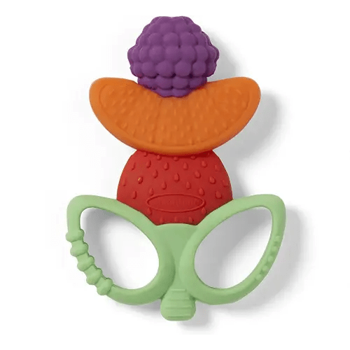 Infantino Lil' Nibbles Textured Silicone Teether -Sensory Exploration and Teething Relief with Easy to Hold Handles, Multicolor Fruit Kabob