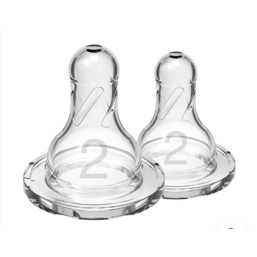 Dr. Brown’s Natural Flow® Narrow Baby Bottle Silicone Nipple, 2-Pack