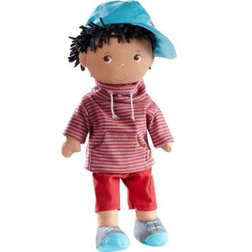 HABA William 12" Soft Doll - Black Baby Boy Doll (Machine Washable) Perfect Plush Toy for 18 Months & Up with Removable Clothing and Embroidered Face