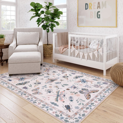 Deetra Animal & Insect Machine Washable Area Rugs with Non-Slip Backing for Living Room, Dining Room, Bedroom
