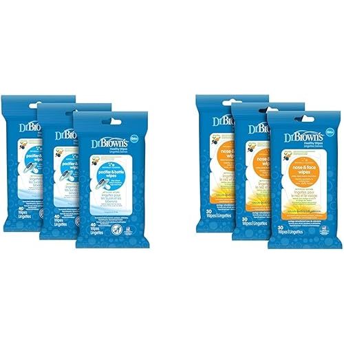 Dr. Brown's Bottle, Pacifier & Baby Wipes, Naturally Cleaning, 40 Count, 3 Pack