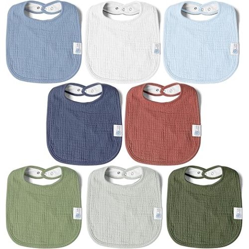 lulumoon Muslin Baby Bibs 100% Cotton Baby Bandana Drool Bibs for Teething and Drooling