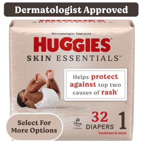 Huggies Skin Essentials Baby Diapers for Sensitive Skin, Size 1 (8-14 lbs), 32 Ct (Select for More)