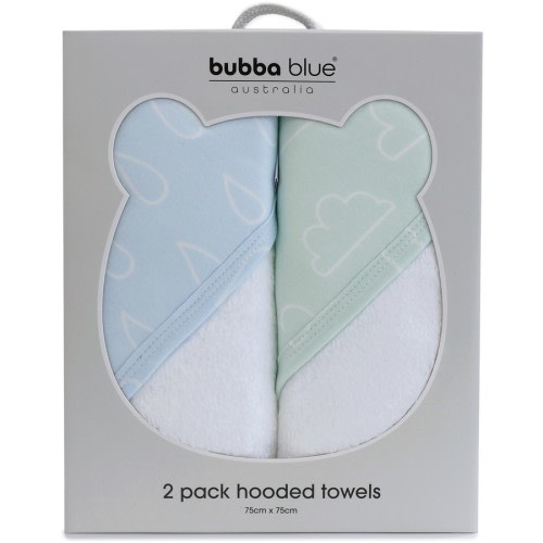 Bubba Blue Nordic Hooded Towels 2 Pack - Sky/Avocado
