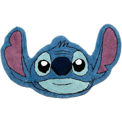 Jay Franco Disney Lilo and Stitch Plush Blue Fluffy Accent Rug - 4 x 2 ft Area Rug for Kids Bedroom or Living Room Decor