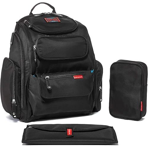 Bag Nation Extra Large Diaper Bag Backpack for Twins or 2 Kids | Unisex 3 in 1 with Stroller Straps | Holds All Your Baby’s Essentials (Black)