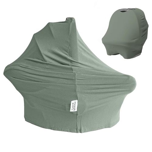 Baby Multi-Use Cover: 9-in-1 Car Seat Covers for Babies, Nursing Cover for Breastfeeding & More, Ultra-Soft & Stretchy Infant Car Seat Cover (Roman Green)