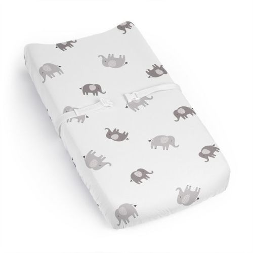 Sweet Jojo Designs Boy Girl Gender Neutral Unisex Changing Pad Sheet Boho Elephant Grey and White