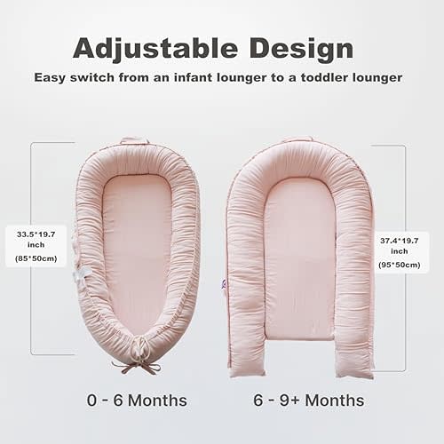 Infant Lounger, Baby Nest Cover for Baby Girls & Boys, Newborn Essentials for Baby 0-12 Months, 100% Cotton Breathable, Portable Travel Bed (Mistyrose_Corduroy)