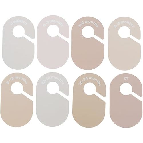 3 Sprouts Baby & Toddler Hanger Closet Dividers Set of 8 - Durable Baby Clothes Organizer, Nursery Closet Organization for Baby Clothing by Size or Age from Infant to Toddler Boy & Girl - Neutral