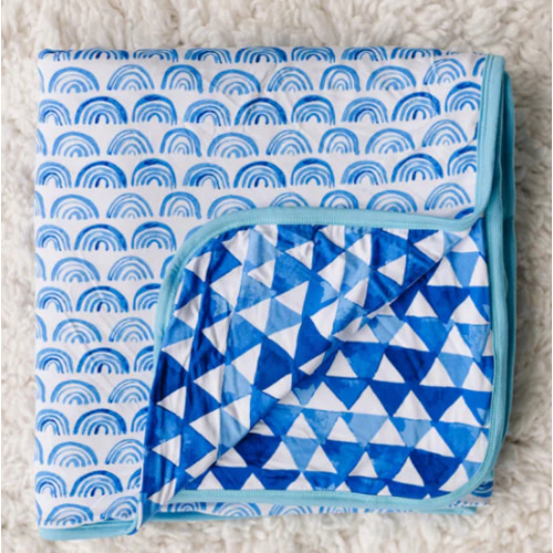 Blue Rainbows & Horizon Triangles Large Cloud Blanket - Little Sleepies