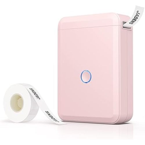 JADENS Label Maker Machine with Tape, Portable Bluetooth Label Printer for Storage, Light Pink