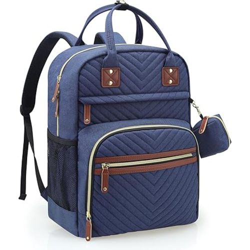Baby Essentials Travel Tote Bag, Multi function Waterproof Backpacks, Travel Essentials with Stroller Straps & Pacifier Case - Blue