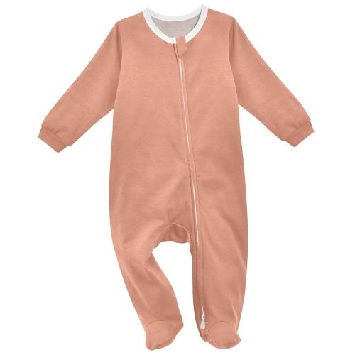 Pfrewn One-Piece Footies Dark Salmon Long Sleeve Sleep and Play Colored Romper Jumpsuit 3M