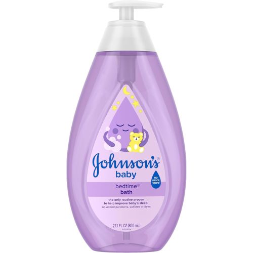 Johnson's Bedtime Baby Bath with Soothing NaturalCalm Aromas, Hypoallergenic & Tear-Free Liquid Baby Bath Formula, No Parabens, Sulfates, Dyes, or Phthalates, 27.1 fl. oz