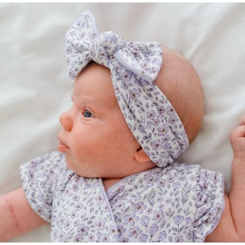 Newborn Headband for Girl - Purple Posies