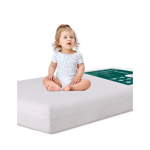 BABELIO Crib Mattress Memory Foam Toddler Mattress 2-Stage Standard Size Baby Mattress with Removable Waterproof Cover Grey