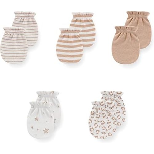 5 Pack Unisex New Born Boy Girls No Scratch Mittens Cotton Soft Baby Gloves Accessory 0-3 Months Infant Essentials