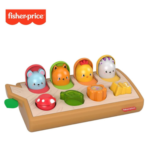 Fisher-Price Baby Toy Hide & Peek Pop-Up Animal-Themed Sensory Activity with Wood Accents & Sounds for Ages 9+ Months