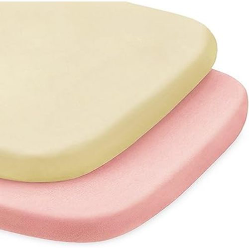 MEILA Bassinet Fitted Sheets Compatible with Mika Micky, Dream On Me, Maxi-COSI, AMKE, Baby Delight Bassinet, 100% Jersey Cotton Beside Bassinet Sheet for Baby Boy, Pack of 2, 33×20