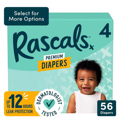Rascals Premium Diapers, Preemie to Size 7